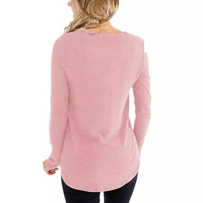 Women's Casual Long Sleeve T-Shirt Criss Cross V-Neck Basic Tees Tops