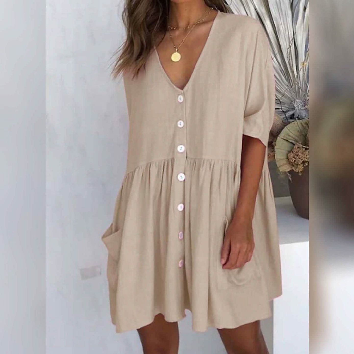 Women's Casual Ruched Loose Fit Dress