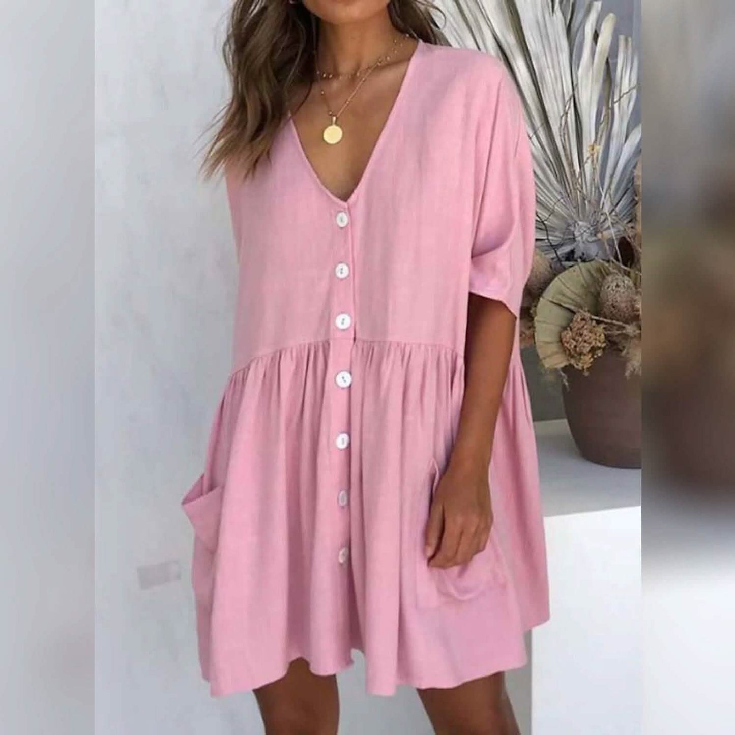 Women's Casual Ruched Loose Fit Dress