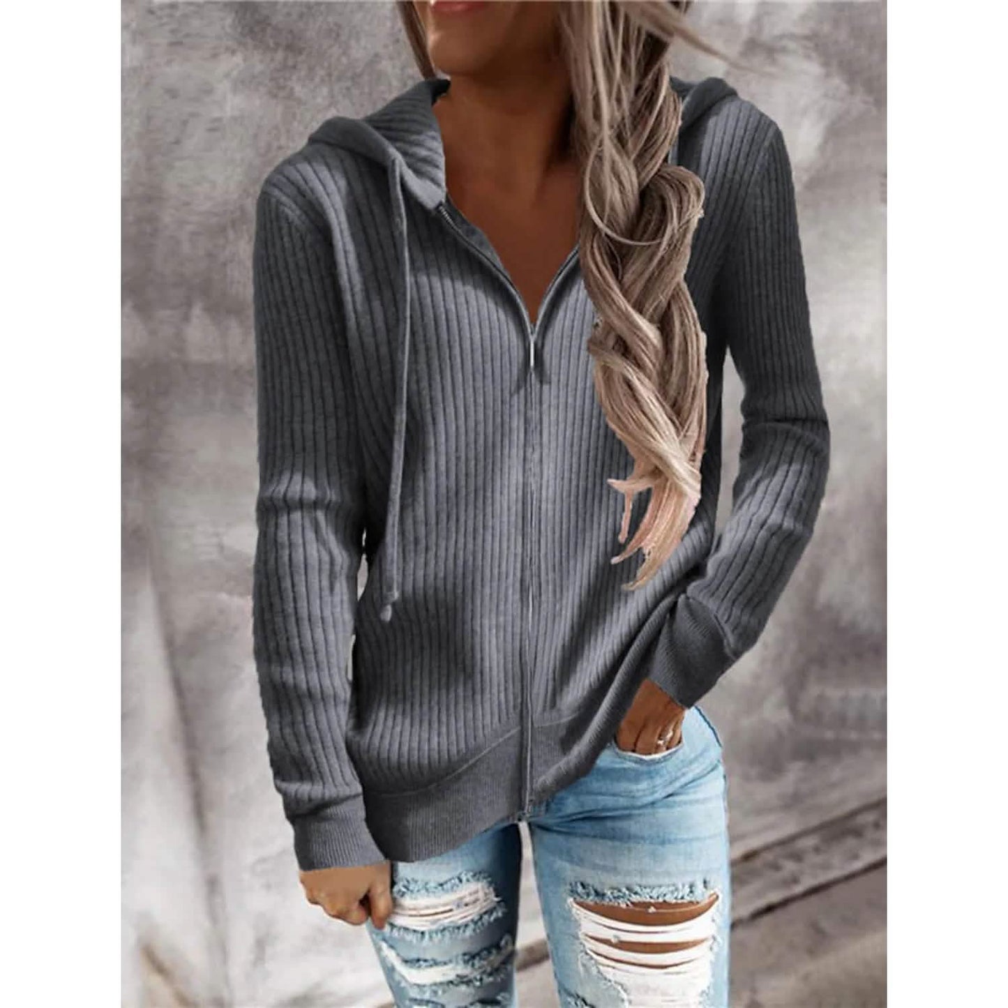 Women's Casual Zip Hoodied Jacket