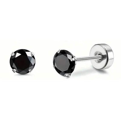 Women's Cubic Zirconia Surgical Stainless Steel Flat Back Earrings