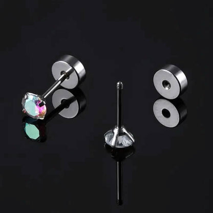 Women's Cubic Zirconia Surgical Stainless Steel Flat Back Earrings