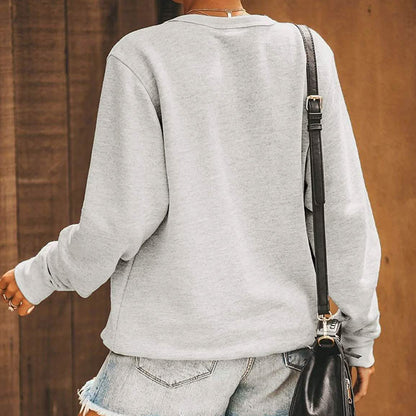 Women's Cute Long Sleeve Top Loose Crewneck Pullover Sweatshirt