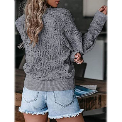 Women's Deep V Neck Long Sleeve Crochet Tops