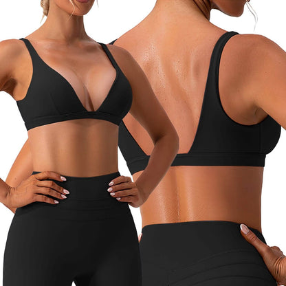 Women's Deep V-Neck U-Shaped Back Sports Bra
