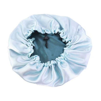 Women's Double Layer Reversible Silky Satin Headscarf Sleeping Bonnet Hat Headband