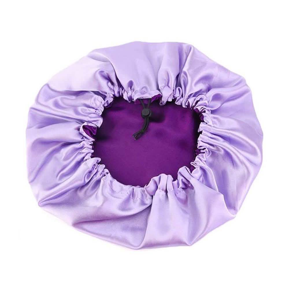 Women's Double Layer Reversible Silky Satin Headscarf Sleeping Bonnet Hat Headband