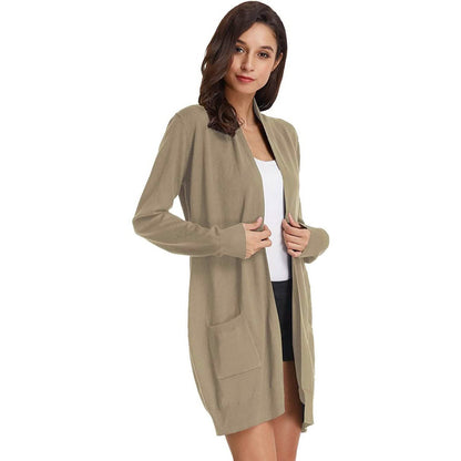 Women's Essential Solid Open Front Long Knited Cardigan Sweater