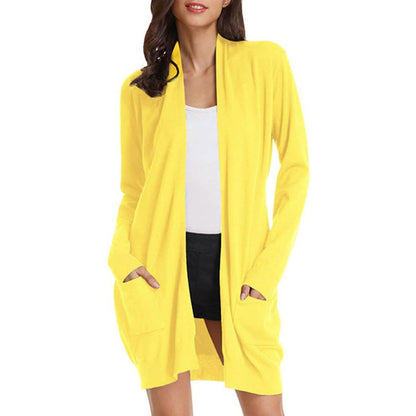 Women's Essential Solid Open Front Long Knited Cardigan Sweater