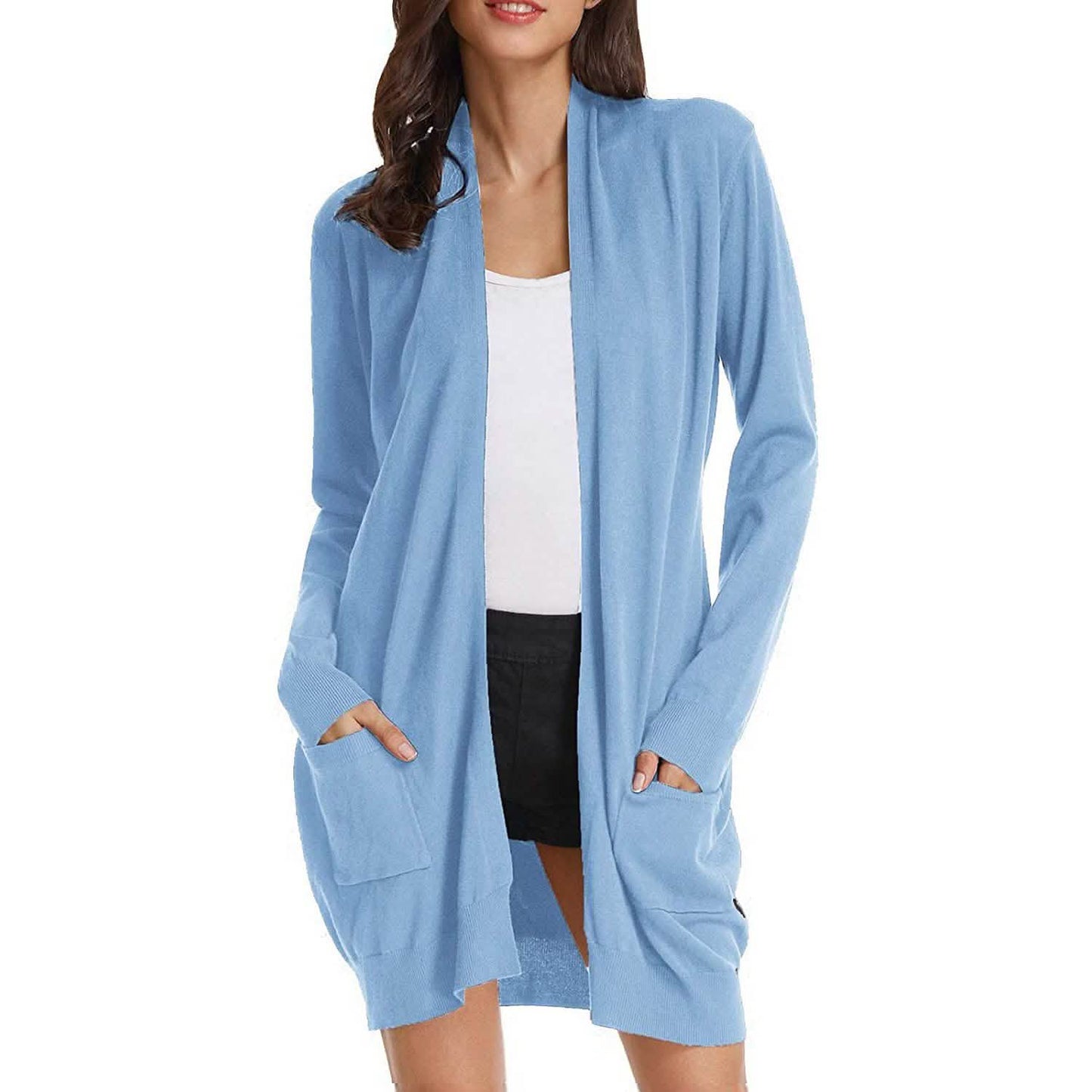 Women's Essential Solid Open Front Long Knited Cardigan Sweater