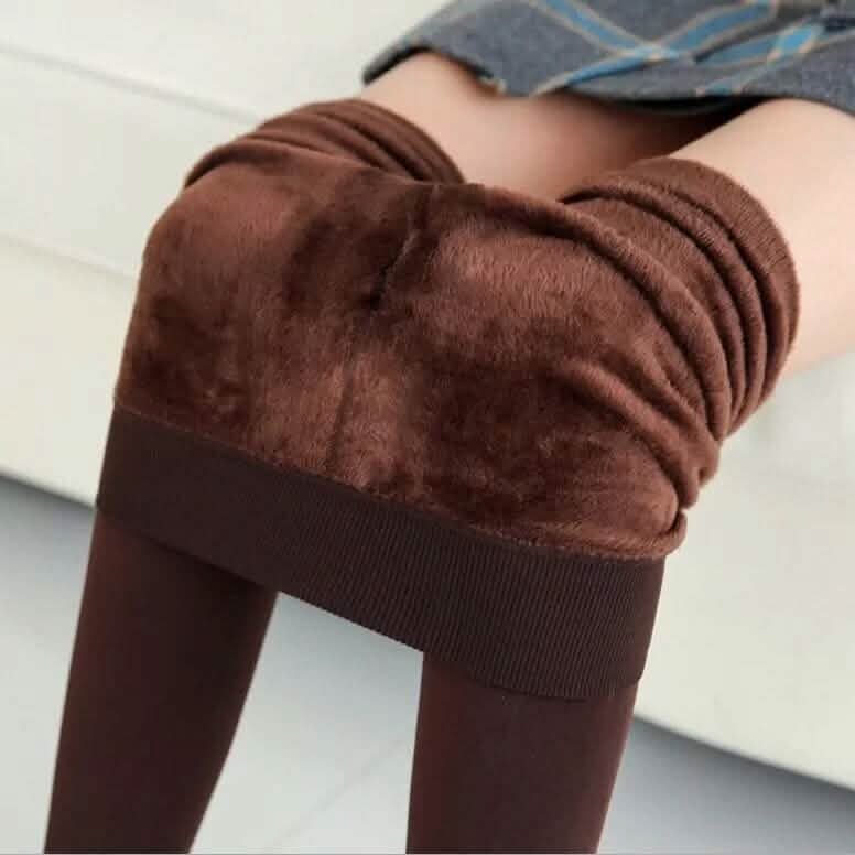 Women's Extra 220g Fleece Leggings High Waist Stretchy Warm Leggings (One Size)