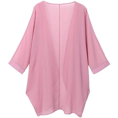 Women's Floral Print Sheer Chiffon Loose Kimono Cardigan Capes