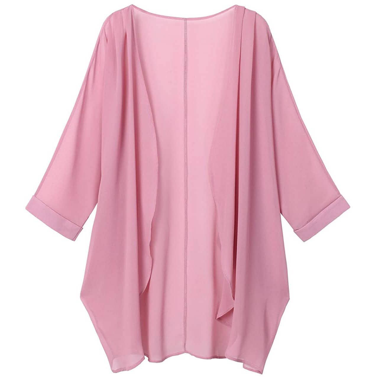 Women's Floral Print Sheer Chiffon Loose Kimono Cardigan Capes