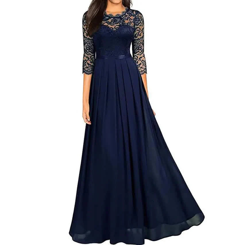Womens Formal Party Lace Long Maxi Dress