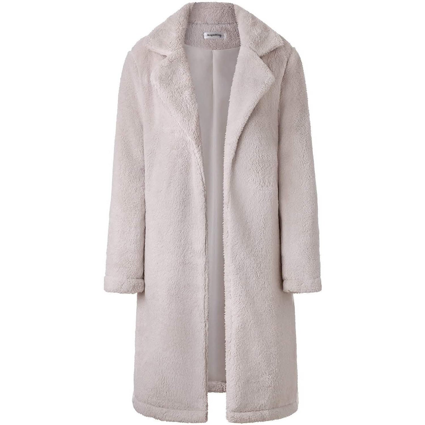 Women's Fuzzy Fleece Lapel Open Front Long Cardigan Coat