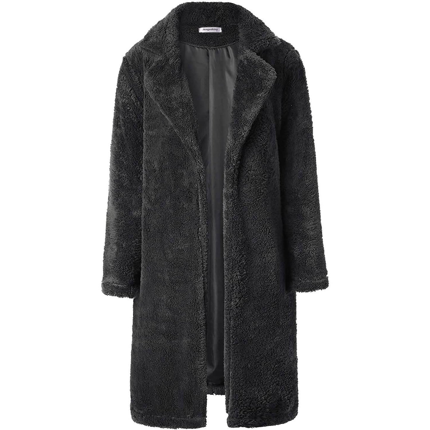 Women's Fuzzy Fleece Lapel Open Front Long Cardigan Coat