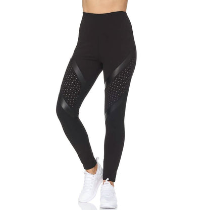 Women's High Waist Active Full Length Leggings With Lazer Cut Mesh