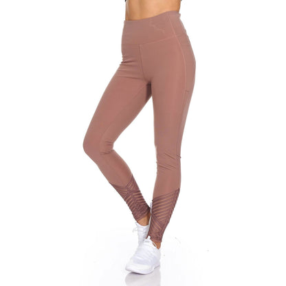 Women's High Waist Active Leggings With Motto Mesh Detail