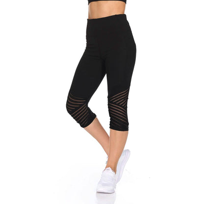 Women's High Waist Active Leggings With Motto Mesh Detail