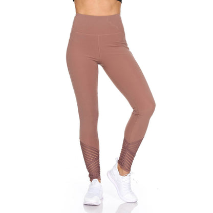 Women's High Waist Active Leggings With Motto Mesh Detail