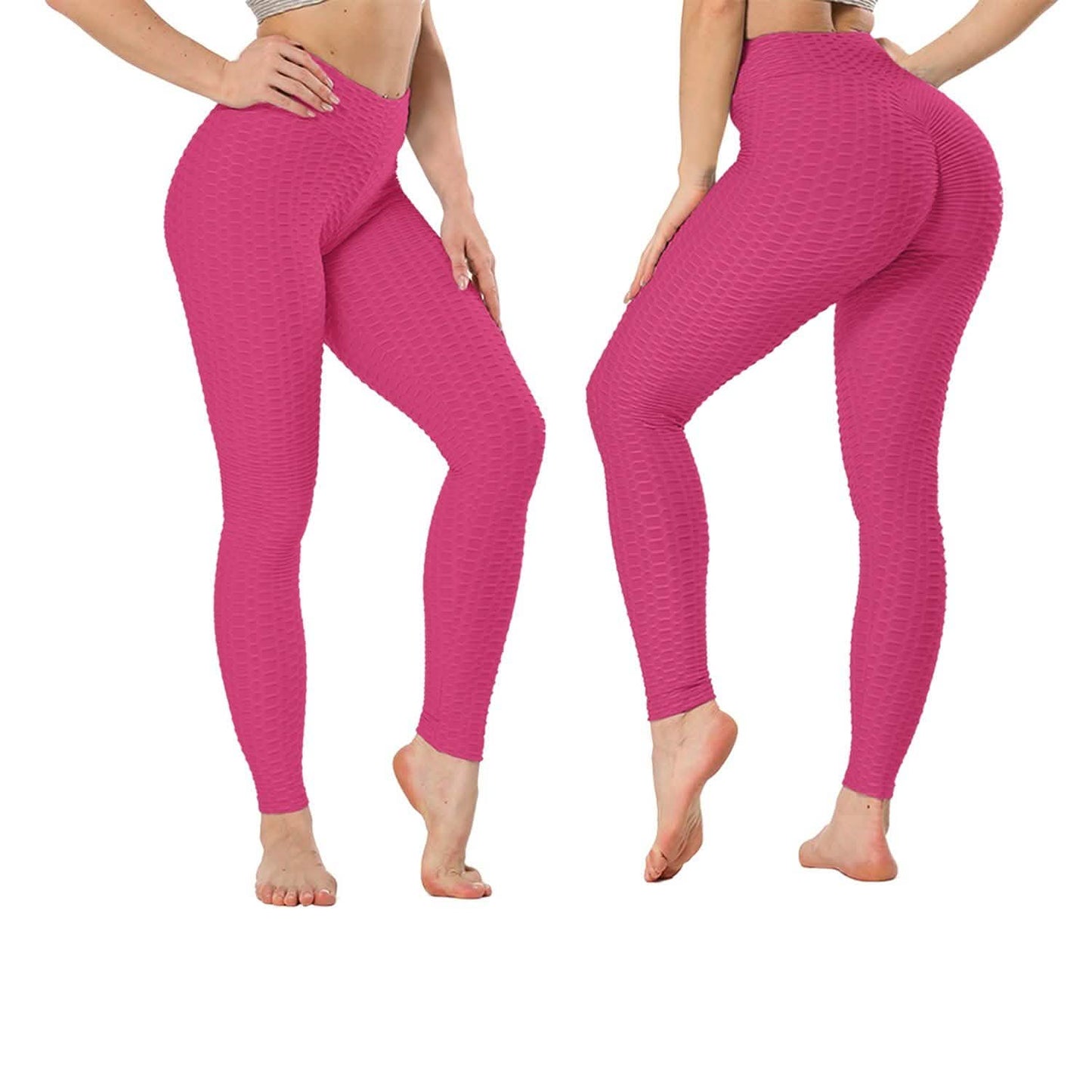 Women's High Waist Textured Butt Lifting Slimming Workout Leggings Tights Pants