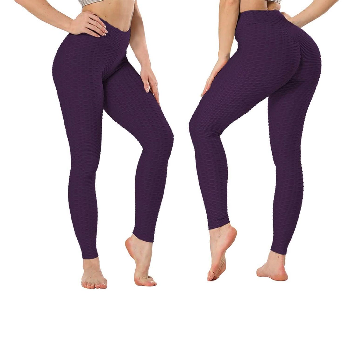 Women's High Waist Textured Butt Lifting Slimming Workout Leggings Tights Pants