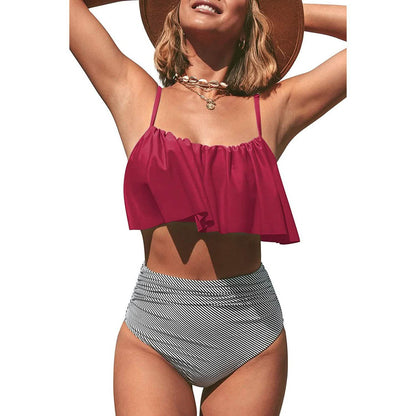 Women's High Waisted Falbala Bikini Set