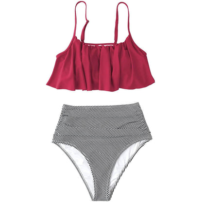 Women's High Waisted Falbala Bikini Set