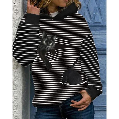 Women's Hoodie Pullover Cat Graphic Casual Daily Basic Hoodies Sweatshirts