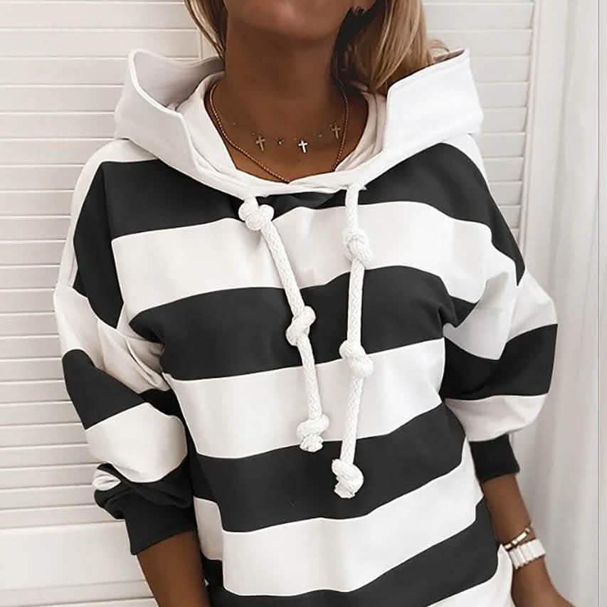Women's Hoodie Pullover Striped Daily Basic Casual Hoodies