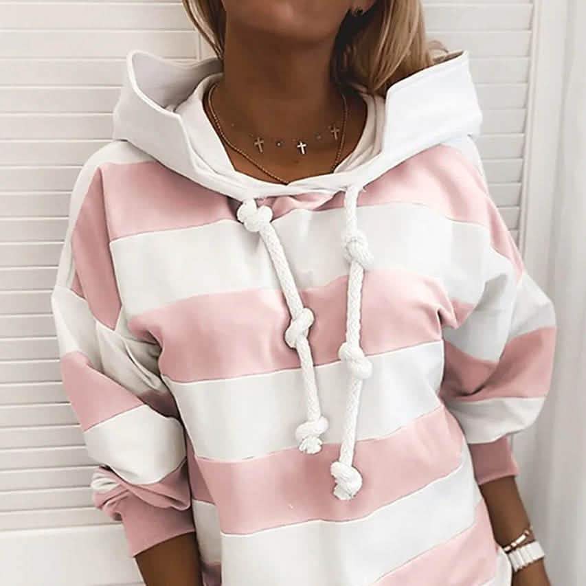 Women's Hoodie Pullover Striped Daily Basic Casual Hoodies
