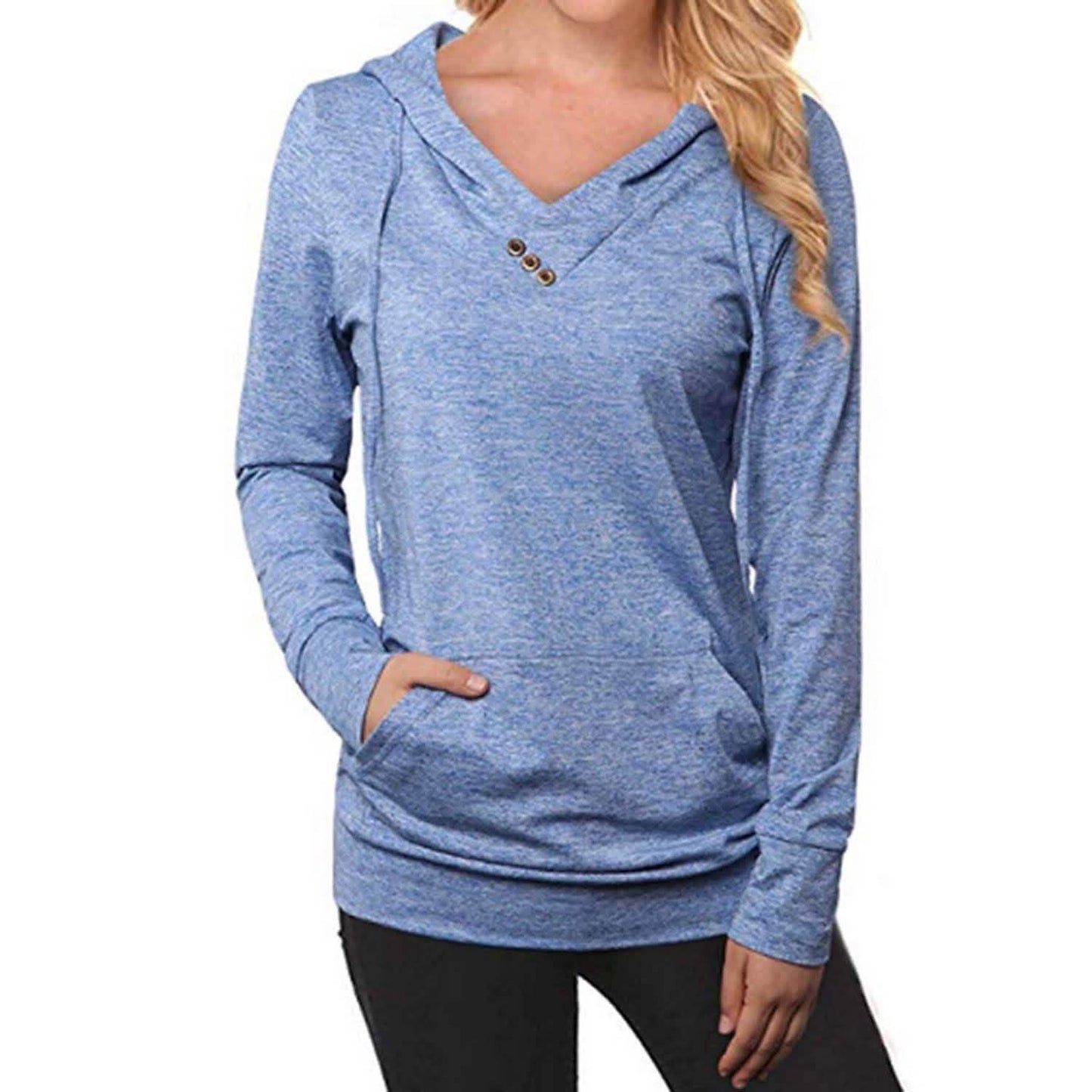 Women's Hoodie Sweatshirt Plain Lace Up Front Pocket