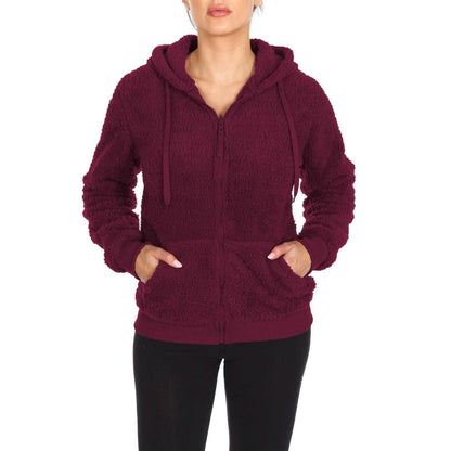 Women's Inner and Outer Sherpa Hoodie Sweatshirt Jacket