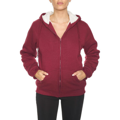 Women's Inner and Outer Sherpa Hoodie Sweatshirt Jacket