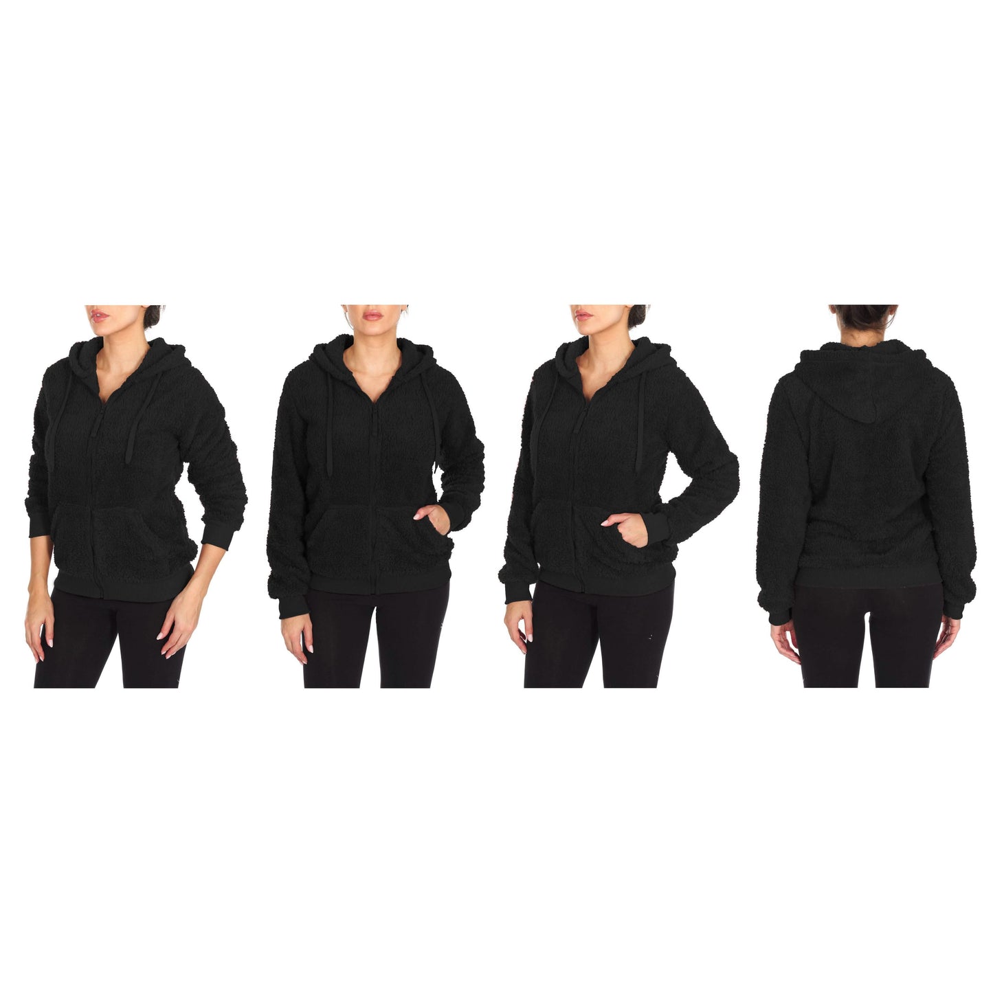 Women's Inner and Outer Sherpa Hoodie Sweatshirt Jacket