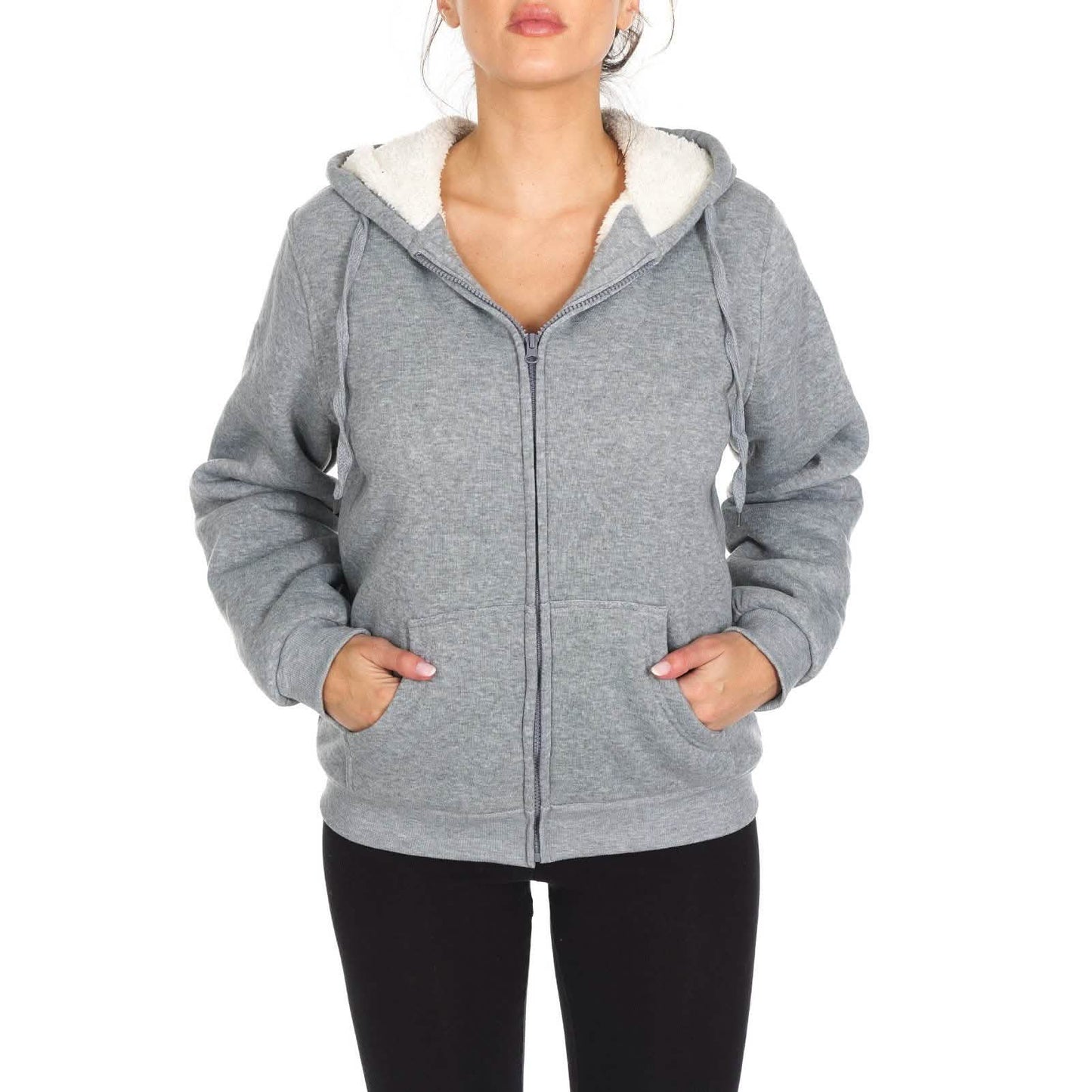 Women's Inner and Outer Sherpa Hoodie Sweatshirt Jacket