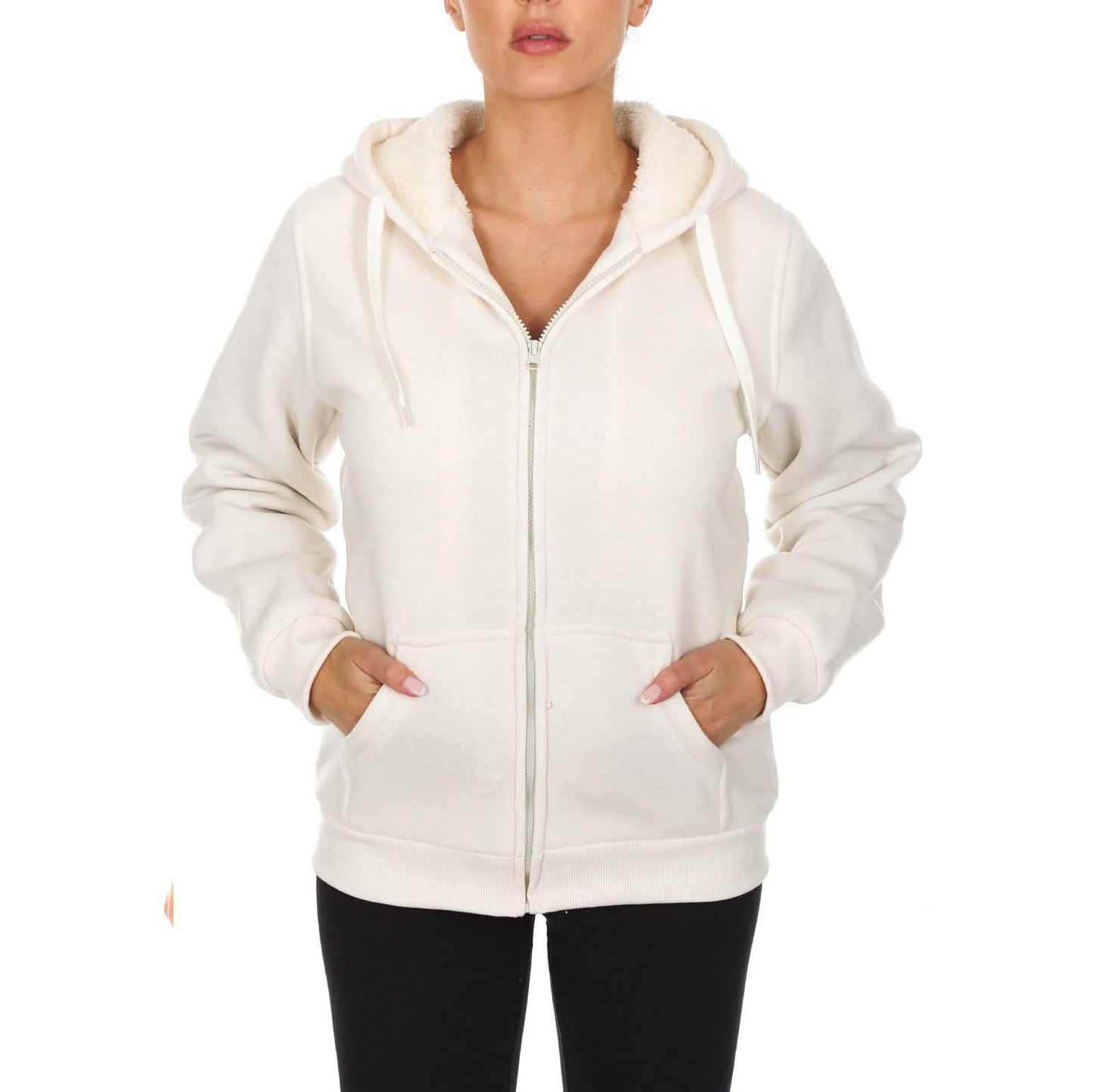 Women's Inner and Outer Sherpa Hoodie Sweatshirt Jacket