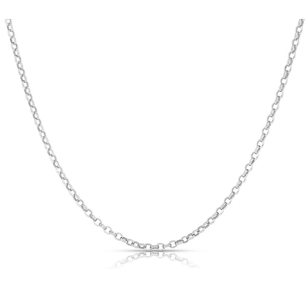 Women's Italian Rolo Link Chain in Solid Sterling Silver