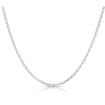 Women's Italian Rolo Link Chain in Solid Sterling Silver