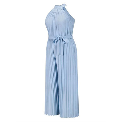 Women's Lace-Up Halter Casual Wide-Leg Jumpsuit