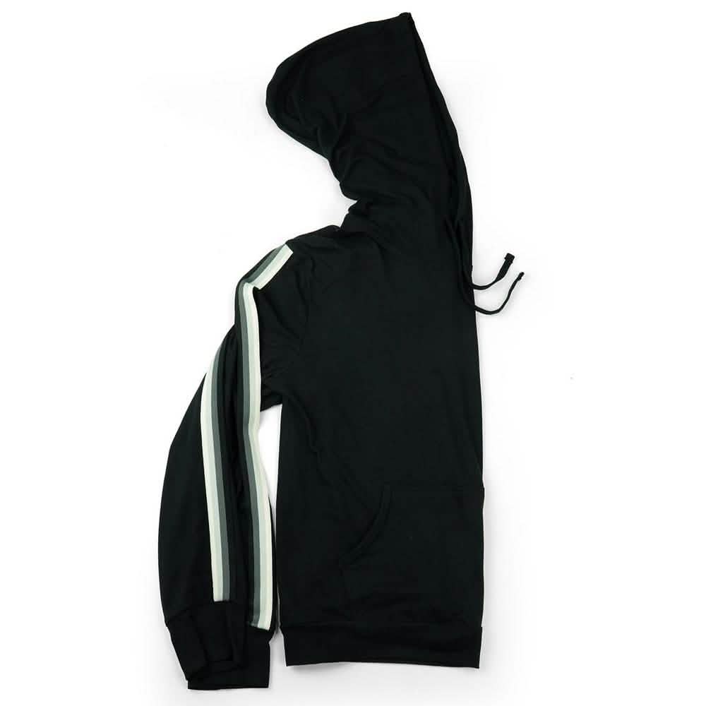 Women's Lightweight Accent Stripes Sweat Shirt Varsity Hoodie