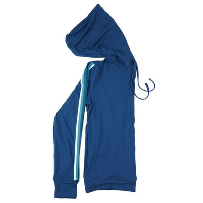 Women's Lightweight Accent Stripes Sweat Shirt Varsity Hoodie