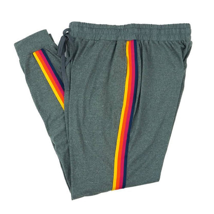 Women's Lightweight Elastic Sweat Pants Varsity Joggers with Drawstring Tie