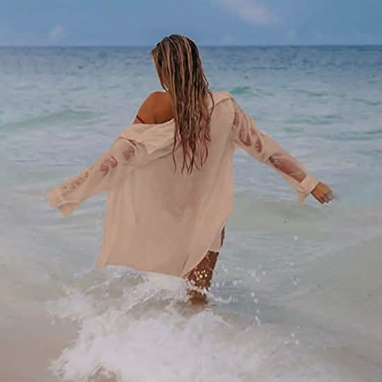 Women's Long Sleeve Beach Shirt Blouse