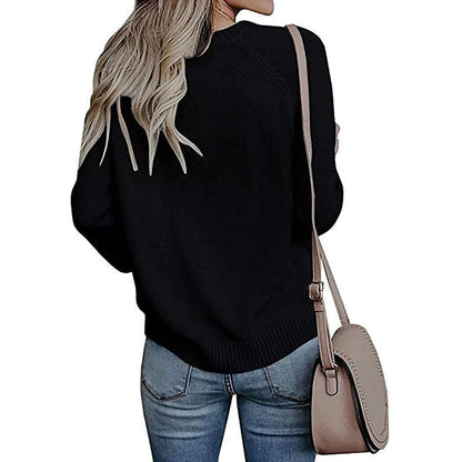 Women's Long Sleeve Crewneck Cute Heart Knitted Sweaters