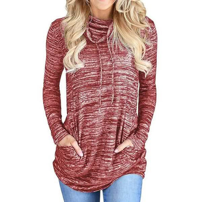 Women's Long Sleeve High Collar Tops Casual Tie Dye Sweatshirt
