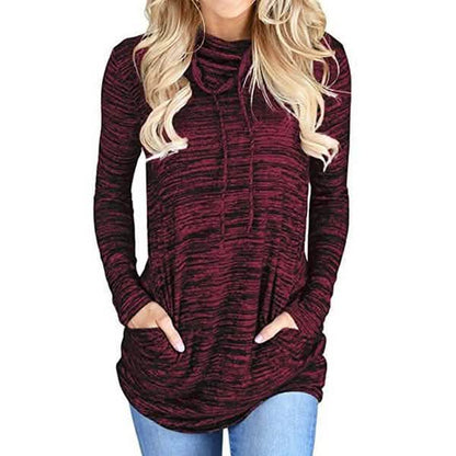 Women's Long Sleeve High Collar Tops Casual Tie Dye Sweatshirt
