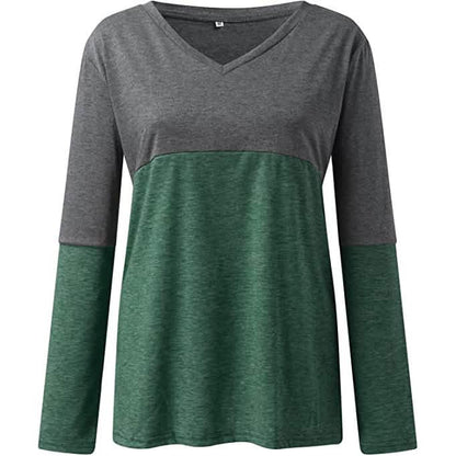 Women's Long Sleeve V Neck Loose Basic Shirt
