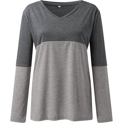 Women's Long Sleeve V Neck Loose Basic Shirt