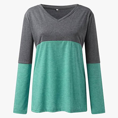 Women's Long Sleeve V Neck Loose Basic Shirt